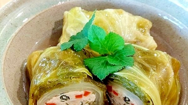鶏と柚子胡椒のロールキャベツ~パン粉無し